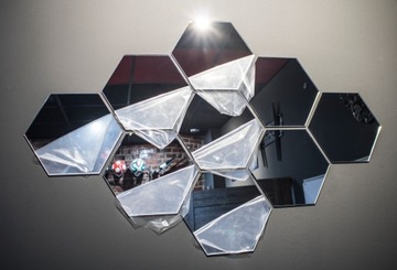 СОВРЕМЕННЫЙ! Зеркало декоративное HEXAGON, наклеенное.