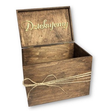 PUDEŁKO NA KOPERTY DREWNIANE Z JUTĄ RUSTYKALNE