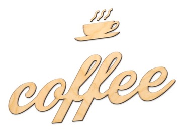 Drewniany Napis 3D na ścianę do kuchni Coffee