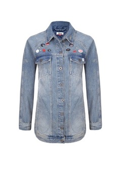 TOMMY HILFIGER KURTKA JEANSOWA LONG OVERSIZ S