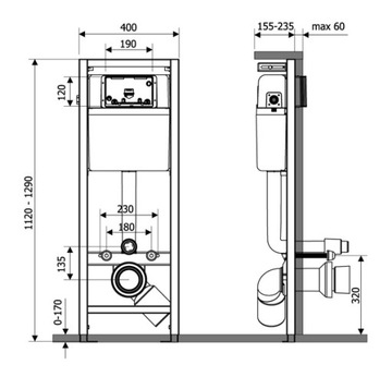 6 в 1 РАМКА ВСТРАИВАННОГО МОНТАЖА, УНИТАЗ TESI + черная кнопка
