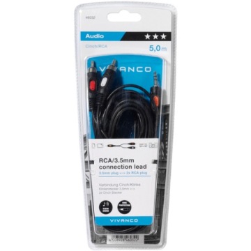 Кабель Small Jack 3,5 мм / 2x RCA Cinch Y 5 м VIVANCO