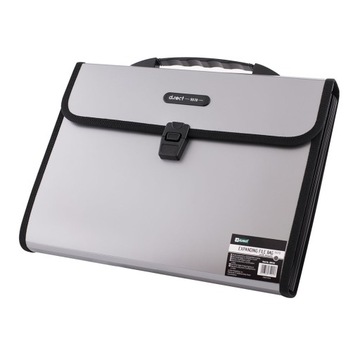 Папка-органайзер с 12 отделениями и ручкой, А4 серый