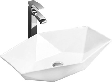Umywalka Ceramiczna Nablatowa VEGAS Biała - REA