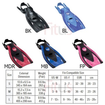 TUSA STRIP FINS UF21 регулируемый M 36-42 MB