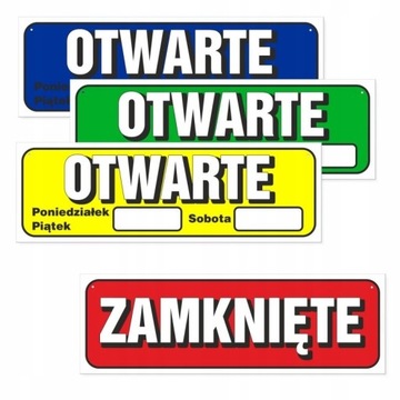 TABLICZKA LAMINOWANA ZAMKNIĘTE OTWARTE DO SKLEPU