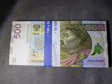 Банкноты номиналом 500 злотых для развлечения и обучения, упаковка 100 штук + БЕСПЛАТНО