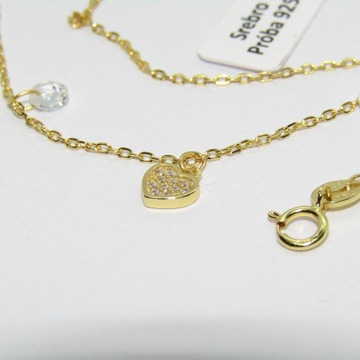 ОЖЕРЕЛЬЕ СЕРДЦЕ, СЕРЕБРО 925 ПРОБЫ, ПОЗОЛОЧЕННОЕ, 44 СМ