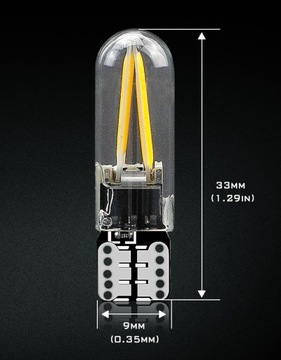 СВЕТОДИОДНАЯ ЛАМПА НА НИТИ COB W5W T10 12V 24V БЕЛАЯ