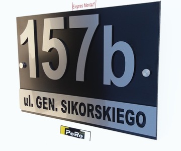 Номер дома здание 3D INOX Алюминиевая табличка