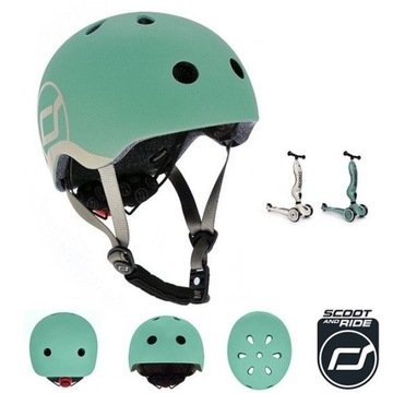 ШЛЕМ SCOOTANDRIDE для детей, регулируемый светодиодный светильник XXS-S Forest, 1–5 лет