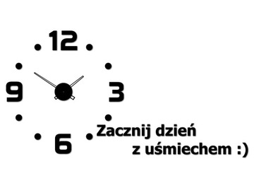 NOWOCZESNY ZEGAR ŚCIENNY NAPIS POZYTYWNY 3D DIY