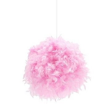 Klosz Pióra Rózowy abazur lampa z piór 43cm Kula