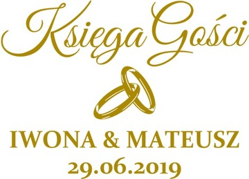 naklejka KSIĘGA GOŚCI Twoje imiona i data 25x18cm