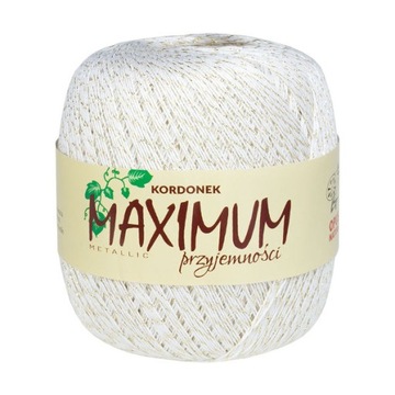Kordonek MAXIMUM Metallic Biało - Złoty 100g/565m