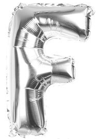 Balon Foliowy 40 cm - Litera F - SREBRNY