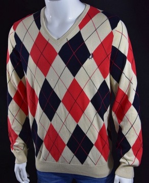 FRED PERRY SWETER V KLASYCZNY RETRO 1990 ROMBY /M