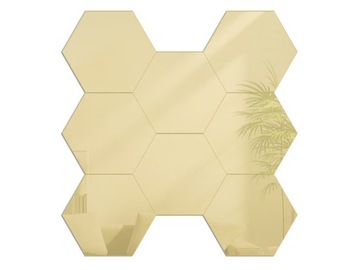 LUSTRO dekoracyjne akrylowe HEXAGONY ZŁOTE 8 szt.