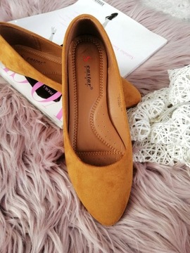 ЗАМШЕВЫЕ БАЛЕТКИ ВЕРБЛЮЖНО-КОРИЧНЕВЫЕ ЗАМШЕВЫЕ ТУФЛИ Размер: 39