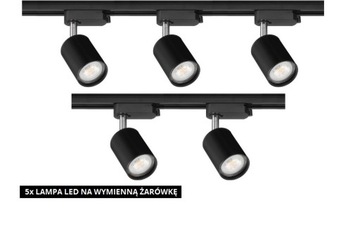 SZYNOPRZEWÓD SZYNA 3M+5LAMPY NA GU10+ŻARÓWKI 4000K