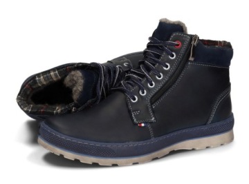 ЗИМНИЙ ТРЕНЕР ПОЛУСАПОЖКИ КОЖАНЫЕ МОЛНИЯ 910 СИНИЙ 44