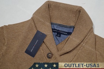 TOMMY HILFIGER SWETER męski Roz: S BRĄZOWY