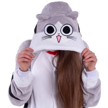 Серый CAT Chi PAJAMA Женский и мужской маскарадный костюм кигуруми, костюм XL 175-182 см