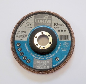 LAMELKA TARCZA LUKAS CERAMIC V2 POWER INOX 125 P40