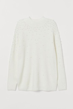 H&M MAMA БЕЛЫЙ СВИТЕР С БИСЕРОМ L 140 зл.