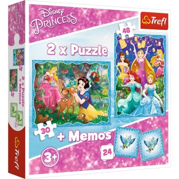 PUZZLE 2w1+memos Niezwykły świat księżniczek