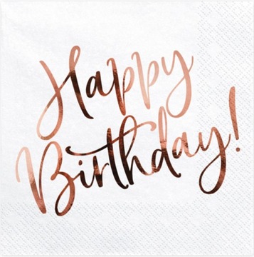 SERWETKI ZŁOTE RÓŻOWE GOLD ROSE HAPPY BIRTHDAY A20