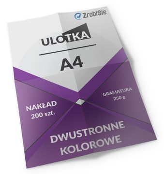 ULOTKI A4 200 sztuk DWUSTRONNE 250g WYSOKA JAKOŚĆ