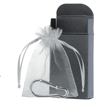 Подарочная упаковка, коробка, картон, шифоновый мешочек, карабин.