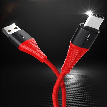 Markowy MOCNY kabel ROCK USB-C TYP-C z KEVLAREM 1m