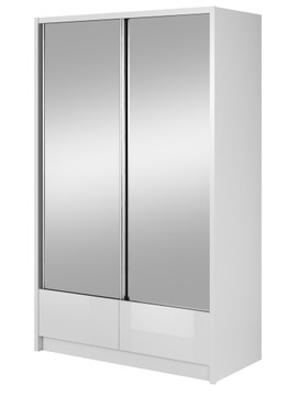 Szafa PAX II przesuwna 130cm połysk biała lustro