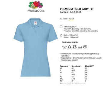 Damska Koszulka Polo Lady-Fit Premium Błękitna XL