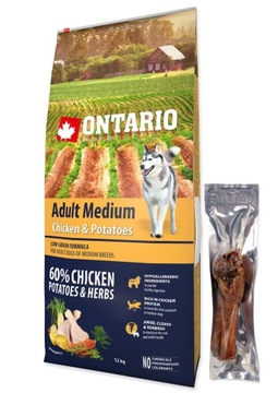 ONTARIO ADULT MEDIUM CHICKEN 12 KG + Gratis