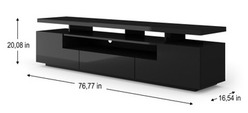 EVA PREMIUM Тумба под телевизор 195 см, черный глянцевый + LED