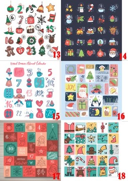 РОЖДЕСТВЕНСКИЕ НАКЛЕЙКИ АДВЕНТ-КАЛЕНДАРЬ 10х10 узор