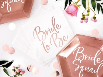 САЛФЕТКИ BRIDE TO BE, РОЗОВОЕ ЗОЛОТО, BRIDE PARTY, 20 ШТ.