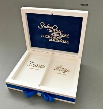 Zestaw pudełko na koperty + obrączki srebro