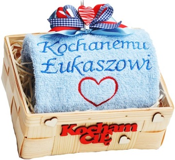 GRUBY Ręcznik z Haftem IMIĘ Prezent na WalentynkI