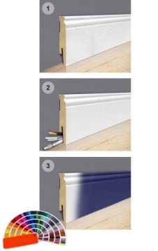 Плинтус МДФ 8 БЕЛЫЙ, рифленый плинтус