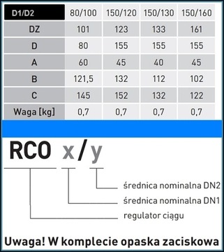 Регулятор тяги дымохода RCO-80/100 DARCO