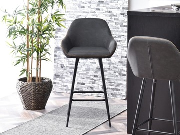 БАРНЫЙ СТУЛ-ВЕДРО ДЛЯ КУХНИ В СТИЛЕ ЛОФТ HERT ГРАФИТ С ПРОСТРОЧКОЙ