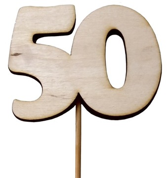 Cyfra 50 Topper na Tort Urodziny Imieniny kolor