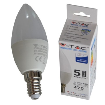 ŻARÓWKA V_TAC PRO E14 5,5W CIEPŁA SAMSUNG CHIP