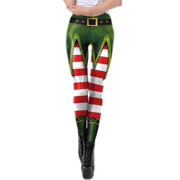 Legginsy Leginsy Świeta Christmas Mikołaj Elf 6 XL