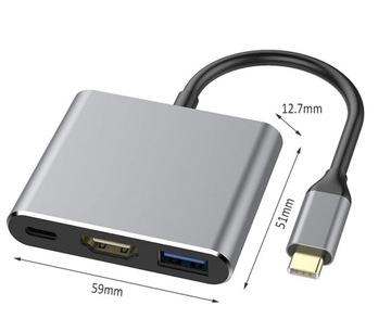 Адаптер 3-в-1 HUB USB-C HDMI 4K версии 2020 г.