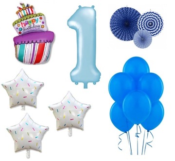 Zestaw balonów na 1urodziny balony niebieskie